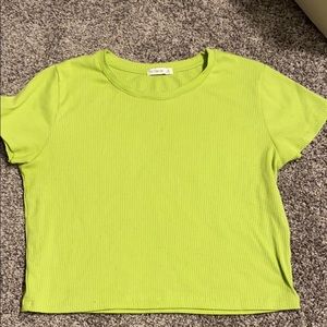 A lime green rib knit crop top